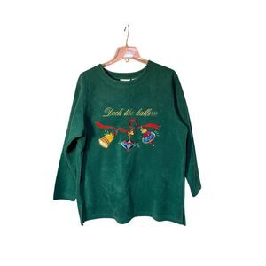 fashion bug vintage deck, the Halls green Christmas fleece size 14/16